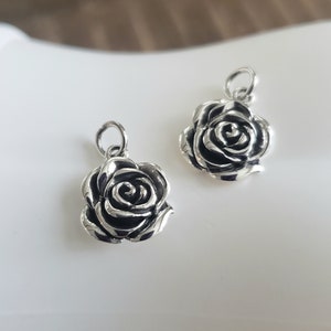 Dije de rosa de plata esterlina, significado de "Te amo", amor, regalo de San Valentín, colgante de rosa