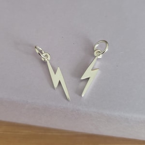 Sterling Silver tiny lightening bolt Charm weather related pendant energy excitement