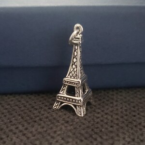 Eiffel tower charm sterling silver Paris travel pendant Parisienne pendant vacation travel French theme jewelry image 8