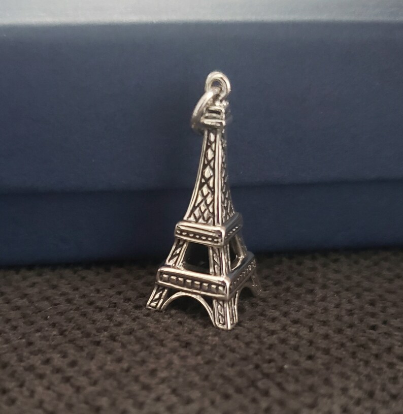 Eiffel tower charm sterling silver Paris travel pendant Parisienne pendant vacation travel French theme jewelry image 8