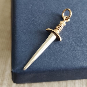 sterling silver medium sword charm with bronze handle, medival world sword pendant chivalry