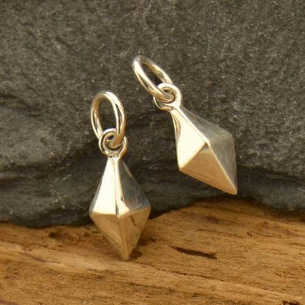 Sterling Silver short spike charm tiny geometric spike dangle