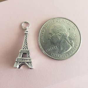 Eiffel tower charm sterling silver Paris travel pendant Parisienne pendant vacation travel French theme jewelry image 3