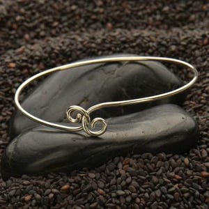 Sterling Silver twist closure Bracelet, bronze gold bangle,