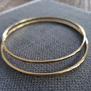 Set of 2 thin gold plated bangle bracelets stackable trendy