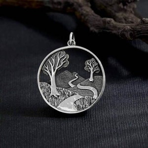 sterling silver winding path charm, inspiration adventure graduation