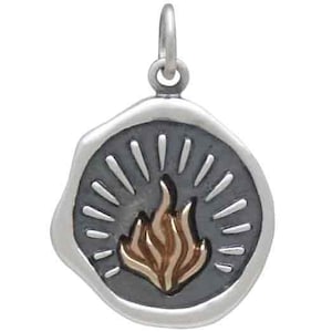 sterling silver wax seal charm with bronze fire passion confidence