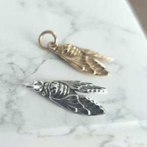 sterling silver small cicada charm magical creature, bug pendant