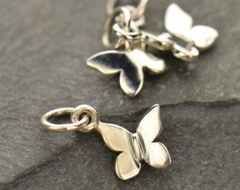 Sterling silver teeny tiny butterfly charms, insect bug collection cute adorable children's jewelry butterfly dangle