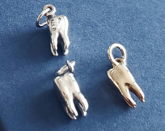 Charm realista de diente de plata esterlina, diente de hada de los dientes de la sabiduría, regalo para amantes de los dulces y dentistas