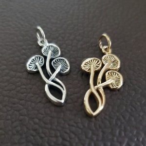 Sterling silver three mushroom charm nature organic mushroom pendant food