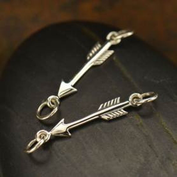 Sterling Silver small arrow festoon charm, western, direction arrow charm, apollo, greek mythology