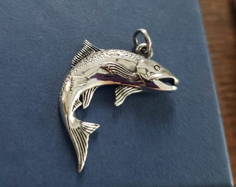 Sterling Silver Salmon Charm Alaskan Fish sea creature ocean food
