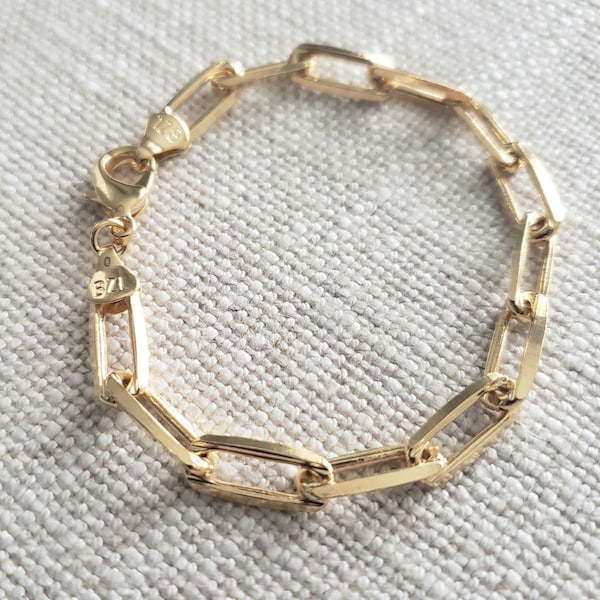 Gold filled paper clip bracelet medium ti large link heavy chunky great for layering