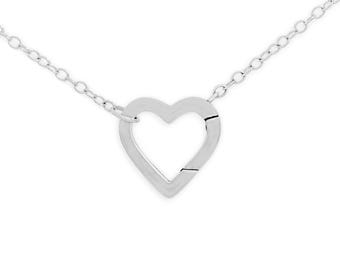 925 Sterling Silver Removable Heart Charm Holder Necklace Mothers day gift high quality Silver love necklace mom gift