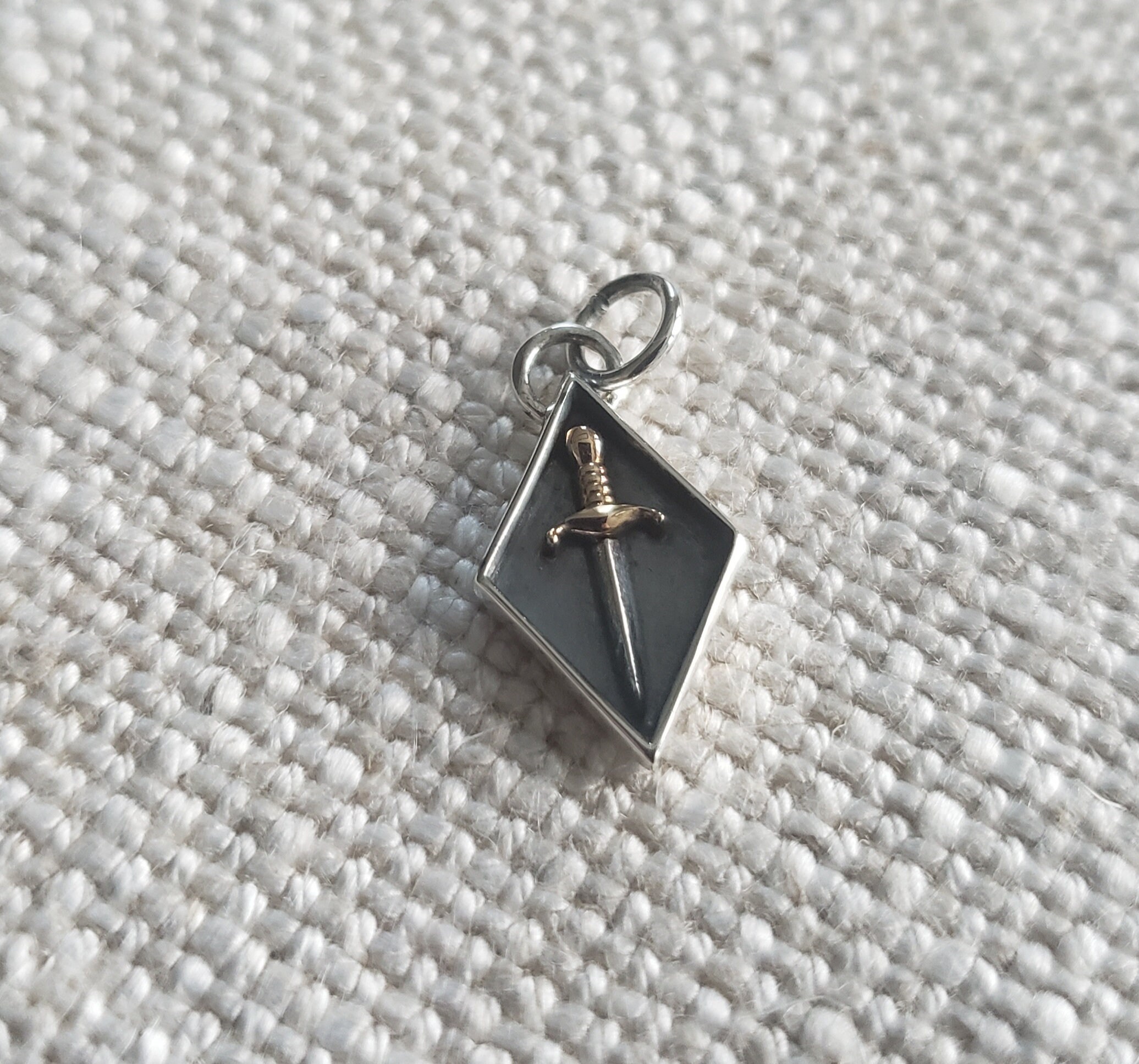 Mixed metal mini dagger sword shadow box charm medival world pendant