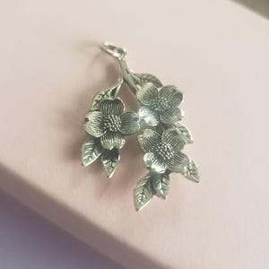 sterling silver dogwood flowers charm pendant bouquet blossoms nature purity sacrifice, Christian jewelry image 3