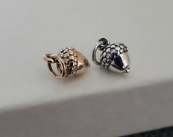Tiny Sterling Silver Acorn Charm, Childrens jewelry, food charm cute sweet, woodlands charm