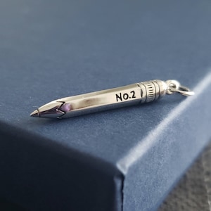 Sterling Silver No 2 Pencil Charm, back to school, student gift writer fun school supply teacher number two pencil