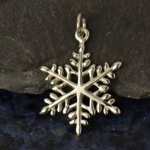 Sterling Silver Snowflake Charm Christmas, winter spirit pendant holiday