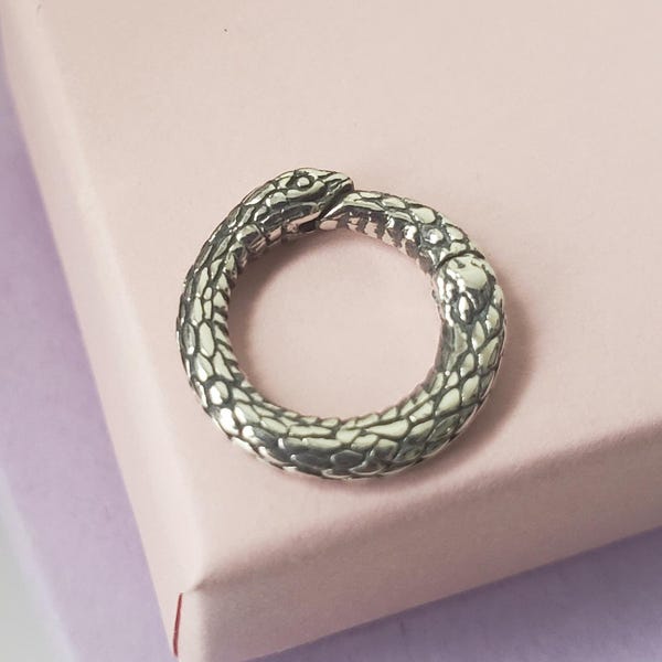 Sterling Silver Removable snake Ouroboros Charm Holder 14mm