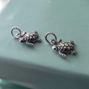 baby sea turtle charm, sterling silver jewelry supply pendant, ocean turtle
