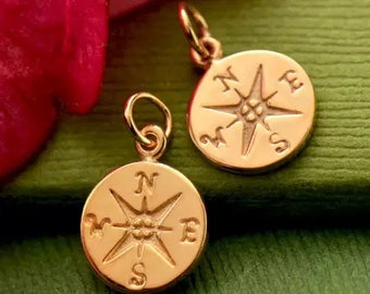 Rose gold Compass Charm, graduation, graduate, new journey, college, engravable backside