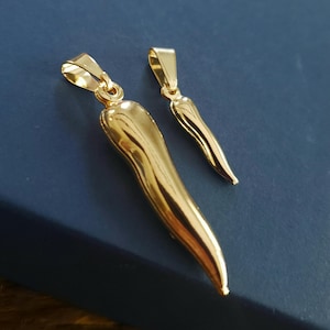 Gold fill Italian cornicello horn charm, pepper good luck pendant two sizes available