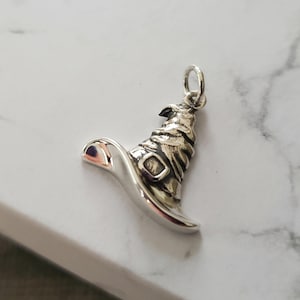 Halloween Witch hat charm, spooky whimical jewelry pendant supply