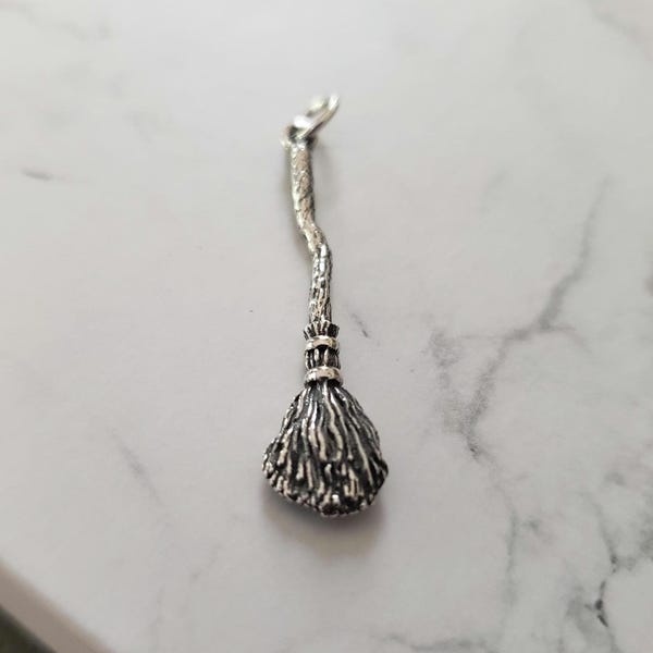 Halloween Witch's broom charm spooky whimical jewelry pendant supply broomstick whimsy