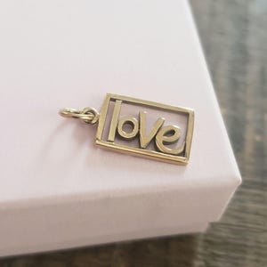 Golden bronze rectangle love word Jewelry Charm pendant