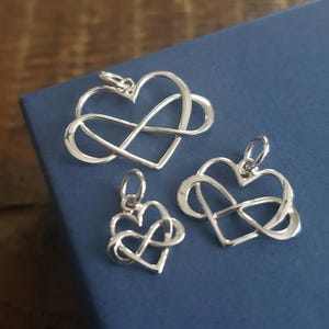 Infinity heart pendant, three sizes silver finish forever love charm supply