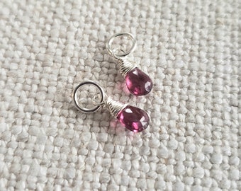 Tiny pink tourmaline teardrop gemstone briolette dangle charm, October birthstone teeny tiny size for necklace or bracelet