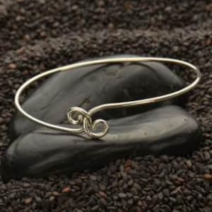 Sterling Silver Heart Hook and Eye Bracelet, bronze bangle, love sweetheart jewelry supply, diy