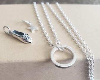 925 sterling silver chain with charm holder Great for hanging multi charm necklace pendant clip charm collector gift changeable pendant
