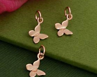 Rose gold teeny tiny butterfly charms, insect bug collection cute adorable dainty butterfly dangle