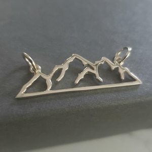 Sterling silver mountain pendant festoon, nature lover charm, jewelry supply, hiking camping