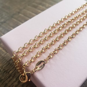 Gold filled medium rolo chain substantial round link necklace 3mm diameter each link