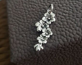 Dije de flores de cerezo en plata esterlina, racimo de flores de cerezo, Japón, suministro de collares