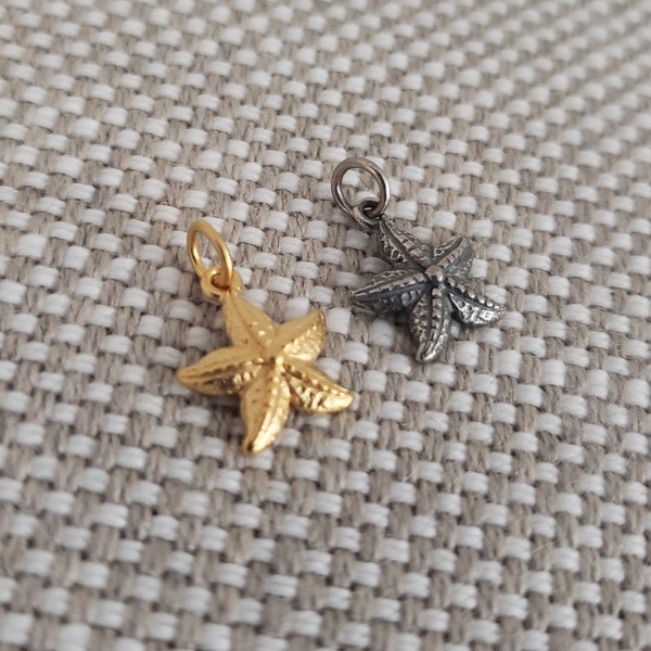 Sterling silver starfish charm, ocean pendant collection, summer beach jewelry supply, under the sea, fantasy