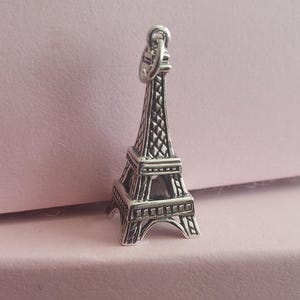 Eiffel tower charm sterling silver Paris travel pendant Parisienne pendant vacation travel French theme jewelry image 2