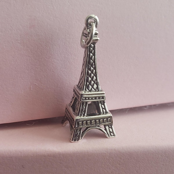 Eiffel tower charm pendant sterling silver Paris travel Parisienne