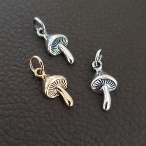 Sterling Silver Mushroom Charm, food charm