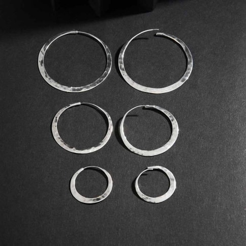 Sterling Silver hammered Hoop Earring Finding. endless possiblities, silver hoop three sizes