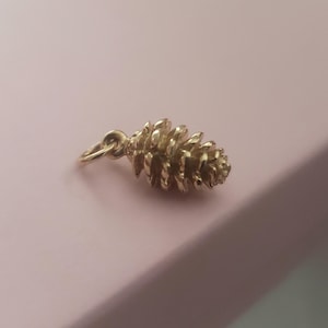 Small golden bronze realistic pinecone Charm nature inspired jewelry sweet woodlands botanical charm
