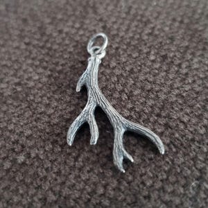 Sterling silver realistic antler, branch pendant, nature jewelry