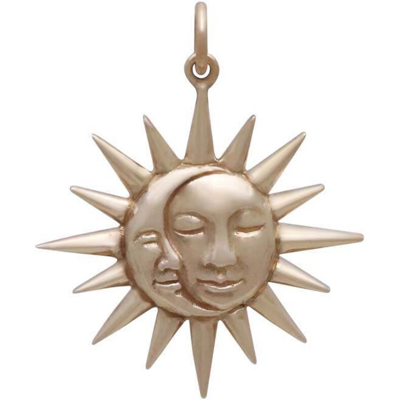Sterling Silver Moon and Sun Pendant With Faces - Etsy