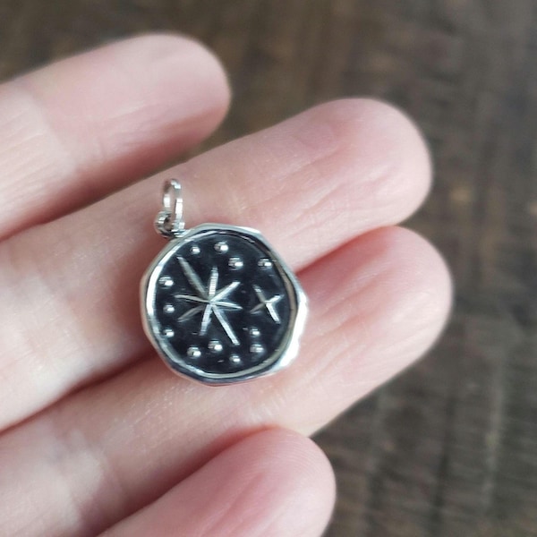 sterling silver wax seal north star pendant encouragement guiding light inspiration message engravable graduation gift north star pendant