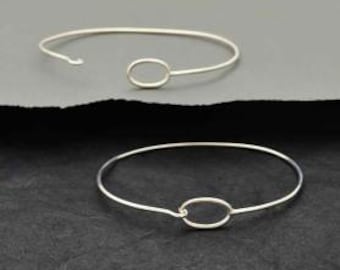 Sterling Silver Charm Bracelet with Hook & Eye Closure diy metal bangle