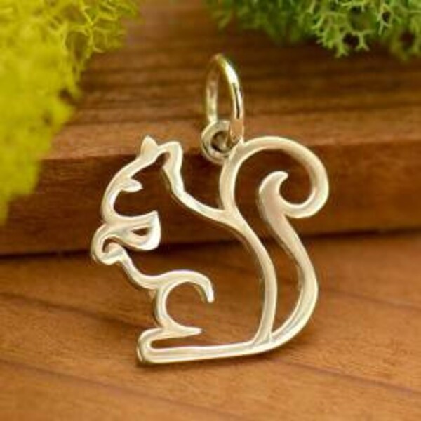 Sterling Silver Pendant Squirrel, Animal Jewelry, Squirrel Necklace